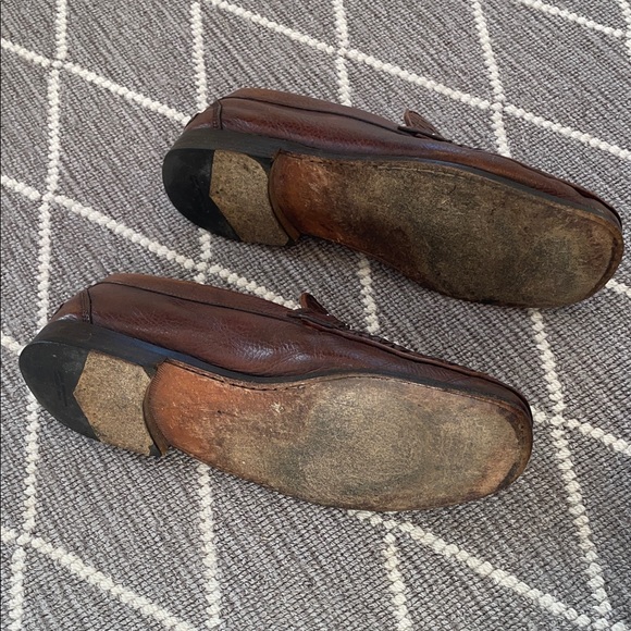 Vintage Salvatore Ferragamo Woven cognac Loafers with Silver Ferragamo buckle - Picture 3 of 16